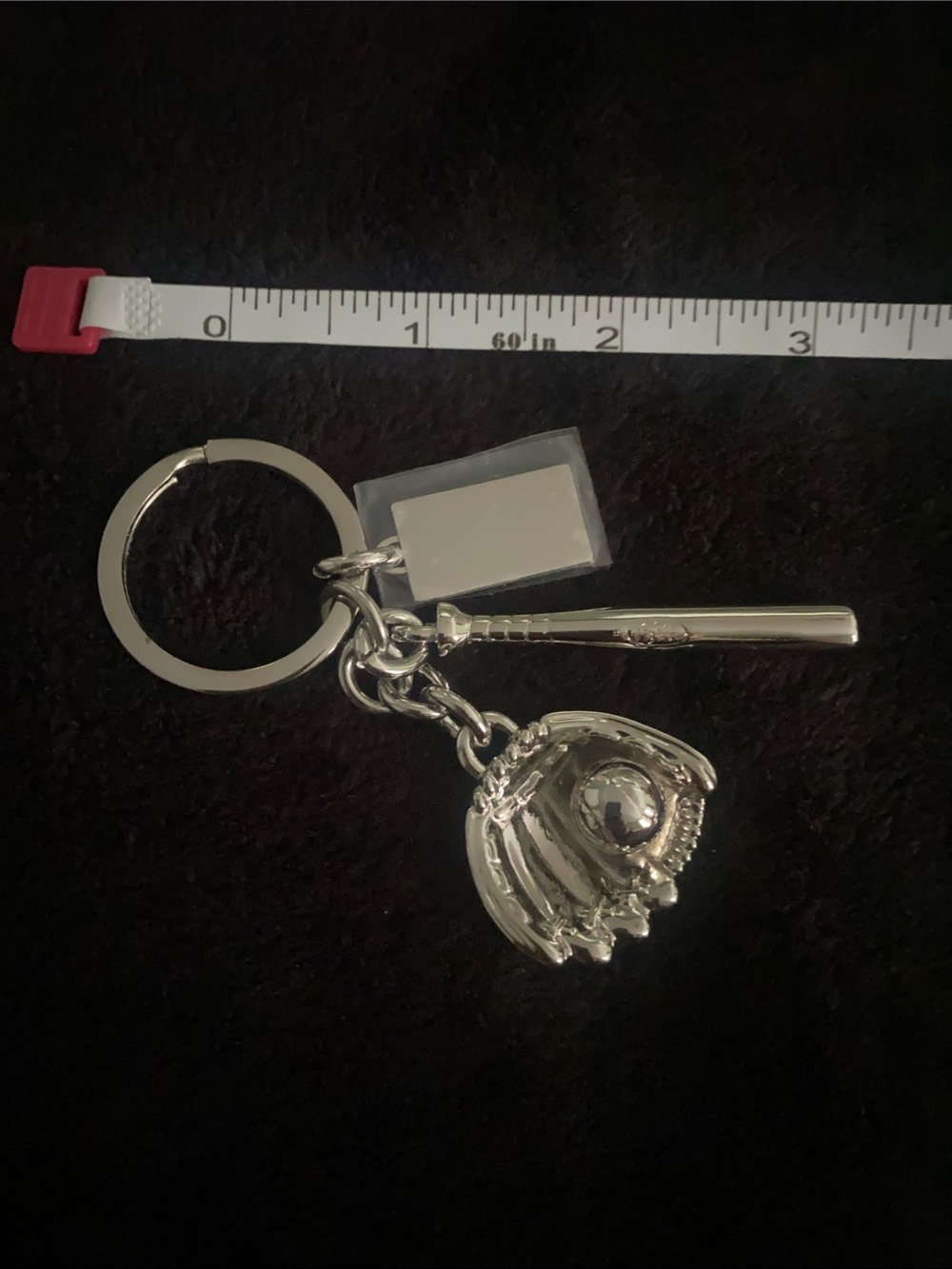 Silver Baseball Glove & Bat Keychain